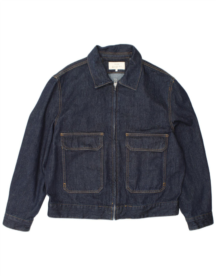 Jaqueta jeans masculina Zara UK 42 XL azul marinho poliéster