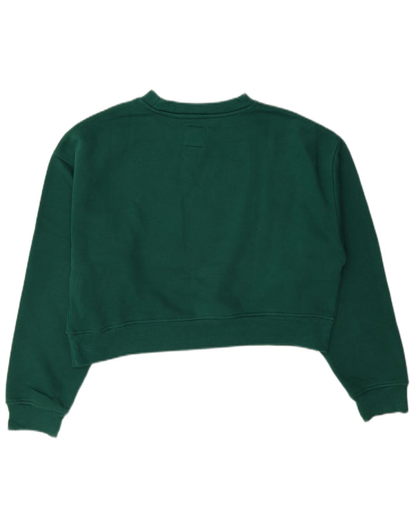 Zara Girls Graphic Crop Sweatshirt Jumper 13-14 Years Green Cotton