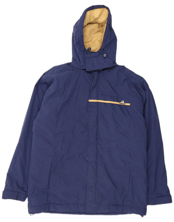 Adidas Veste coupe-vent à capuche pour homme UK 42/44 Large Bleu Marine Polyamide