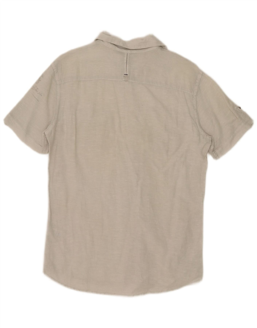 Gas Mens Short Sleeve Shirt Medium Beige Linen