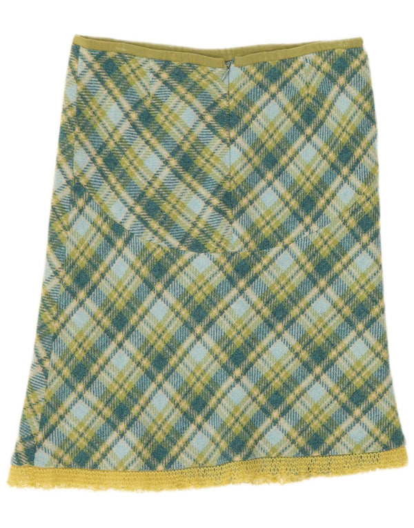 Stefanel Jupe trapèze pour femme IT 40 Small W28 Vert à carreaux
