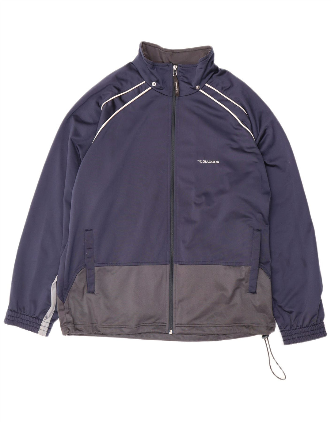 DIADORA Mens Tracksuit Top Jacket UK 40 Medium Navy Blue Colourblock