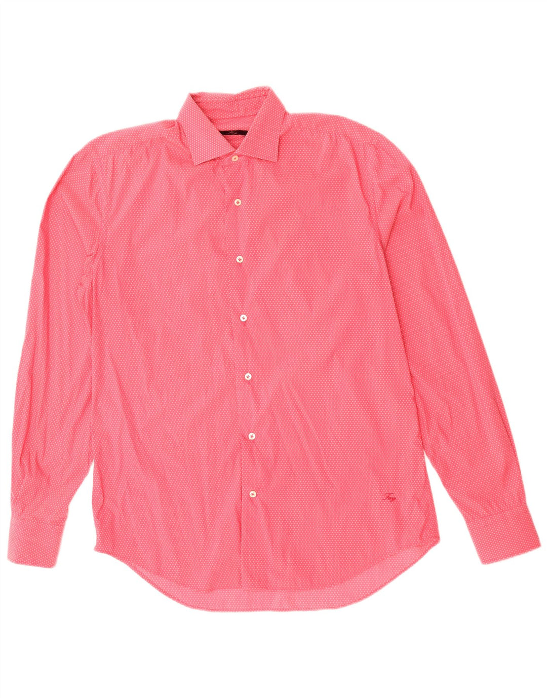 FAY Mens Shirt Size 39 15 1/2 Medium Pink Spotted Cotton
