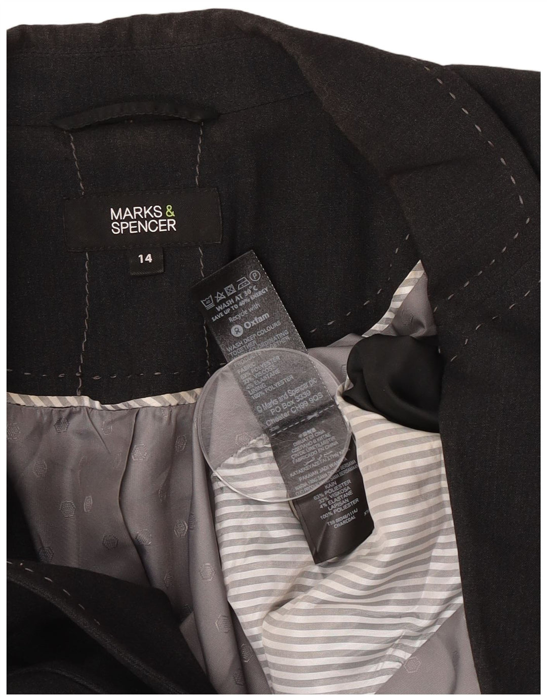 Marks & Spencer Chaqueta tipo blazer con 1 botón para mujer UK 44 Grande Poliéster negro