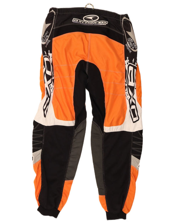AXO Mens Graphic Moto Racer Trousers EU 54 2XL W38 L30 Orange Colourblock