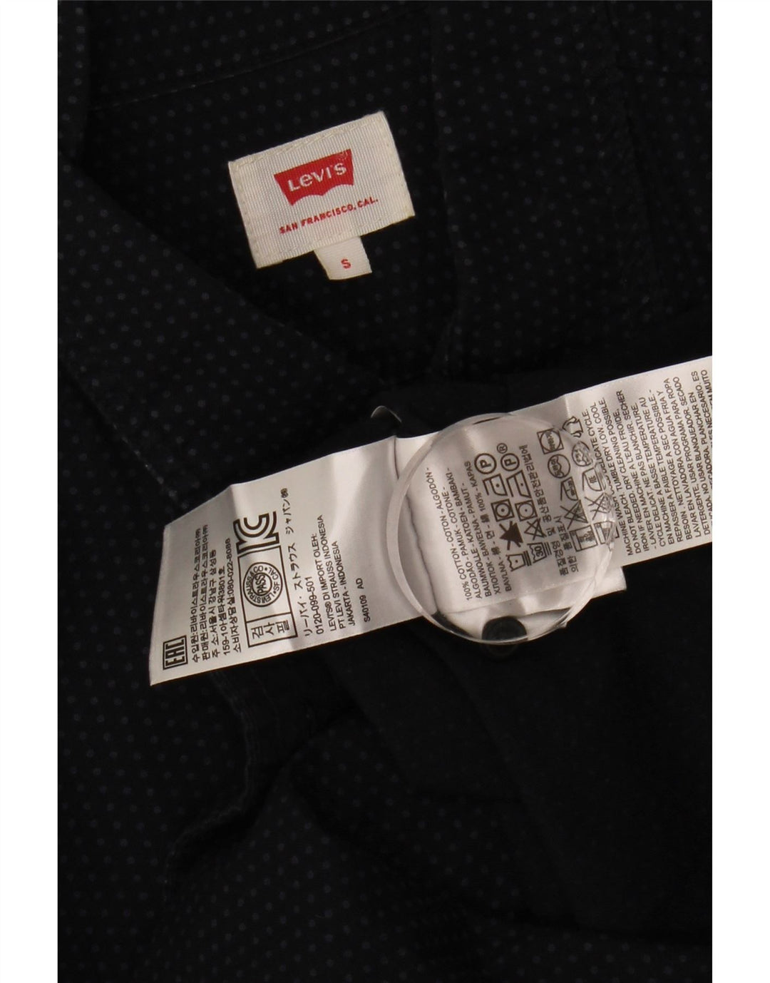 LEVI'S Mens Shirt Small Navy Blue Spotted Cotton