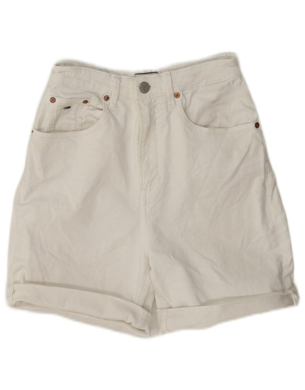 Damskie spodenki jeansowe z wysokim stanem Tommy Hilfiger W25 XS, biała bawełna