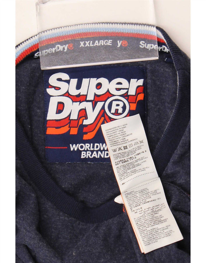 Superdry Mens T-Shirt Top 2XL Blue Cotton