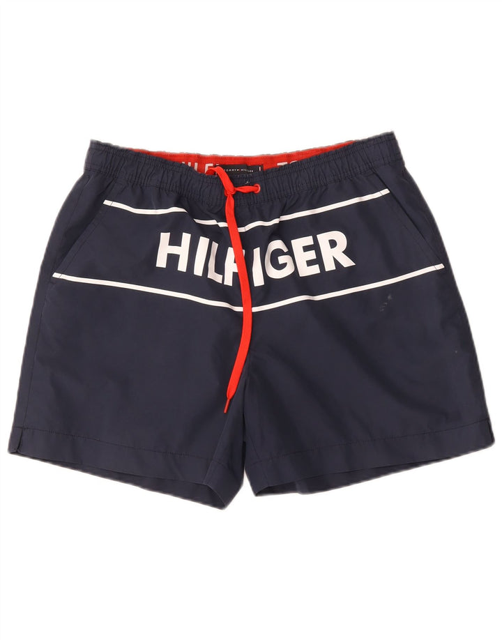 Tommy Hilfiger Mens Graphic Swimming Shorts Medium  Navy Blue Polyester