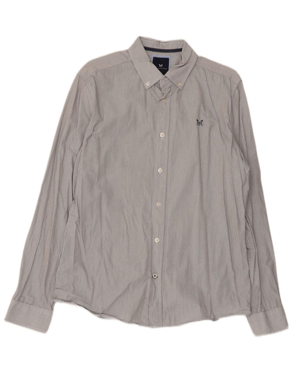 Besætningstøj Herre Slim Fit skjorte Medium Grey Nålestribet bomuld
