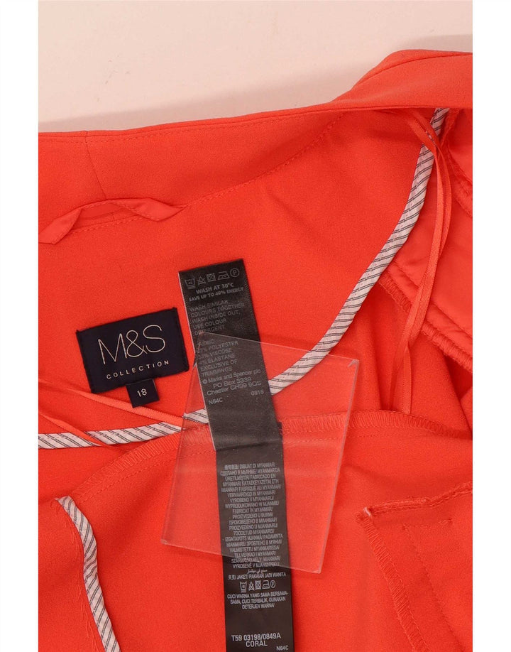 Jaqueta Blazer aberta feminina Marks & Spencer Reino Unido 18 XL laranja poliéster