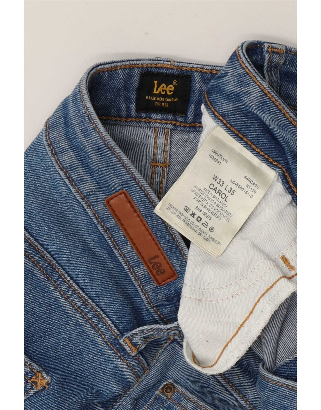 Lee Mens Carol Straight Jeans W33 L29 Blue Cotton