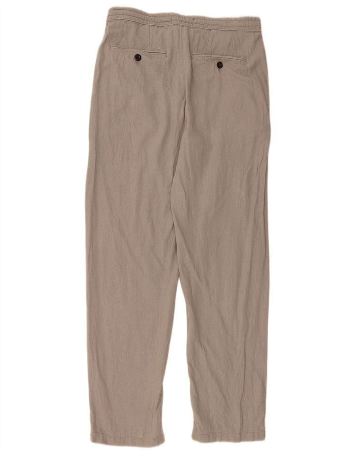 Marks & Spencer Damen Regular Straight Chino-Hose W30 L31 Graues Leinen