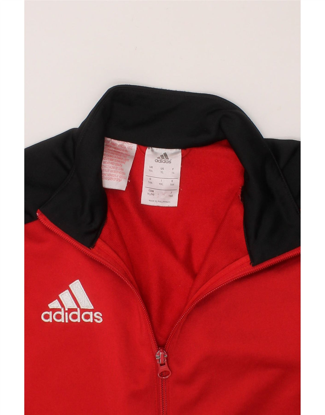 ADIDAS Boys Tracksuit Top Jacket 13-14 Years XL Red Colourblock Polyester Vintage Adidas and Second-Hand Adidas from Messina Hembry 