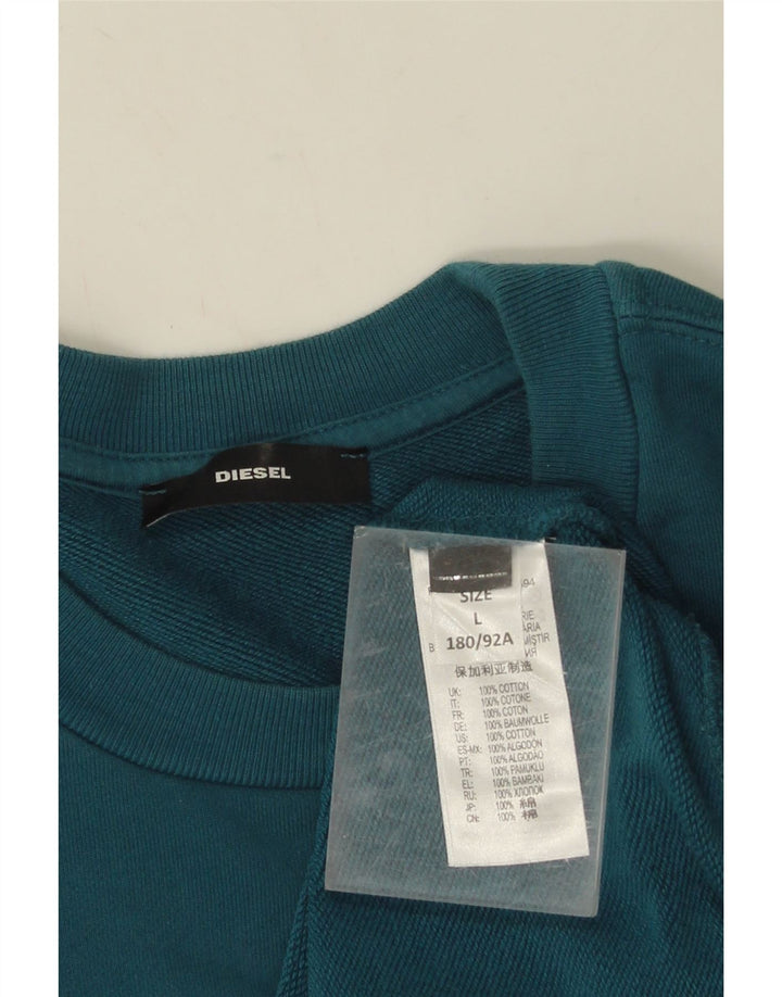Diesel Felpa con grafica da uomo Maglione grande in cotone blu