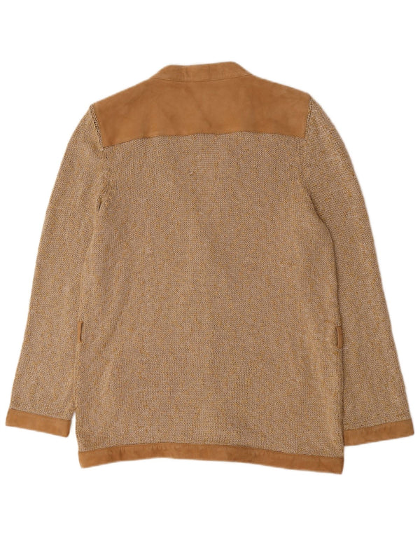 Maglione cardigan da donna Marella UK 18 XL Cotone beige