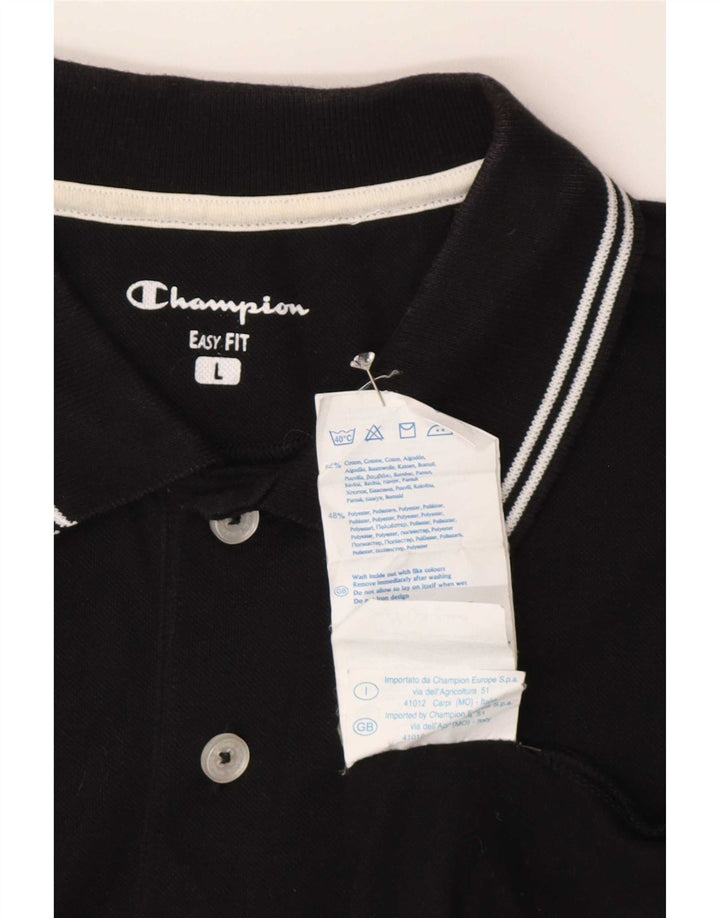 Champion Mens Easy Fit Polo Shirt Large Black Cotton