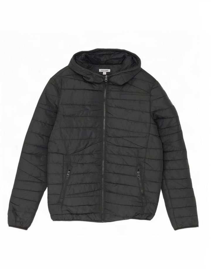 Jack & Jones Jachetă căptușită cu glugă pentru bărbați UK 36 Poliester negru mic