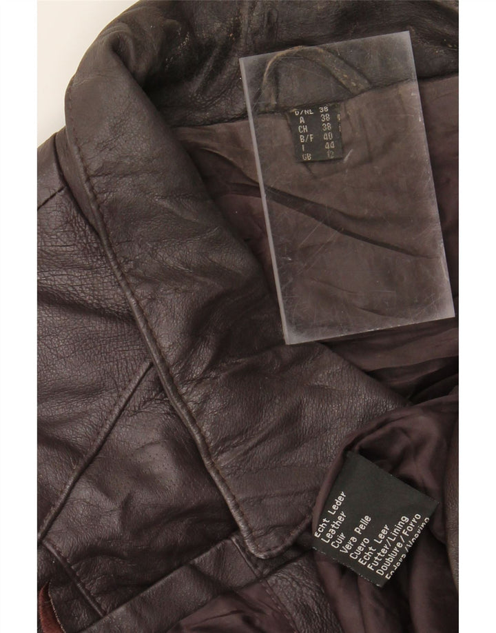 VINTAGE Womens Leather Coat UK 12 Medium  Brown Leather Vintage Vintage and Second-Hand Vintage from Messina Hembry 