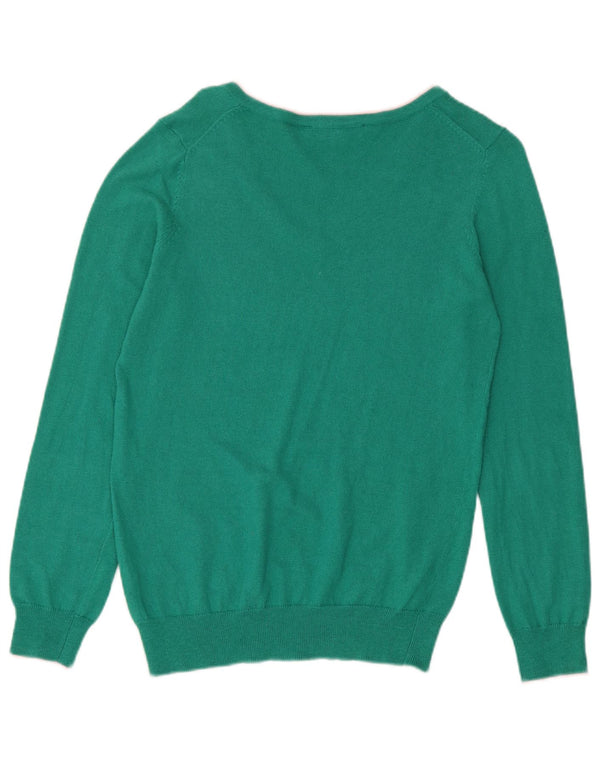 Crew Clothing Pull col en V pour femme UK 10 Petit coton vert