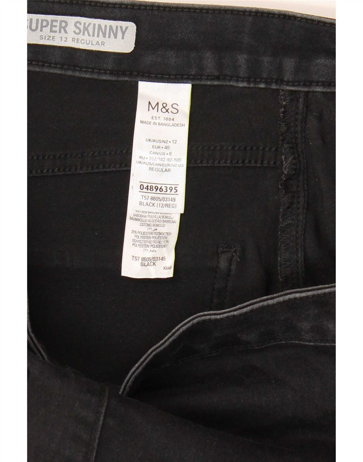 Marks & Spencer Womens Regular Skinny Jeans UK 12 Medium W28 L27 Black