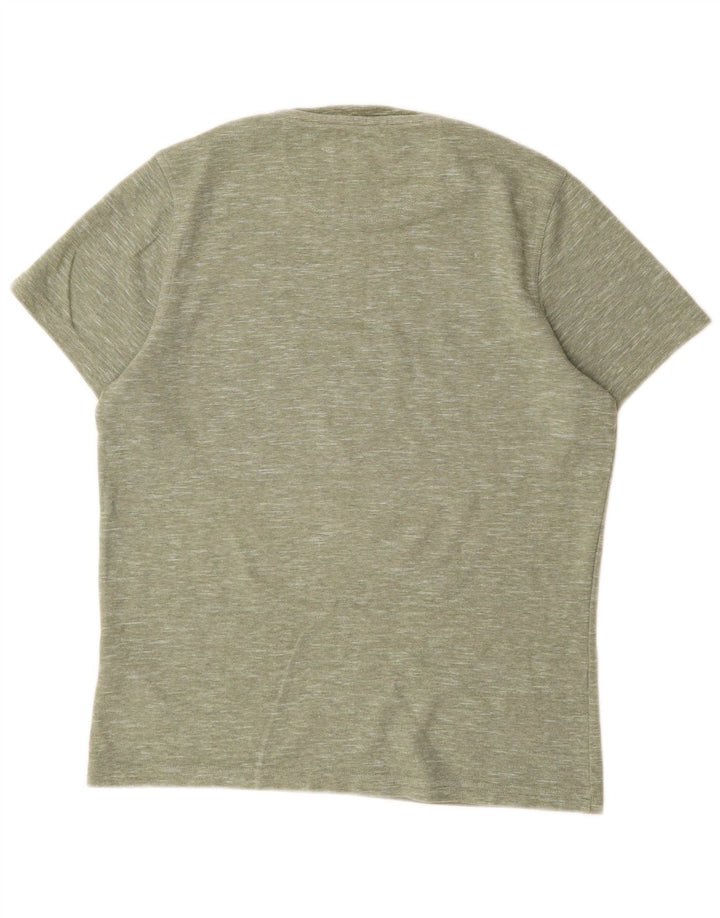 Barbour Mens T-Shirt Top Small Green Flecked Cotton