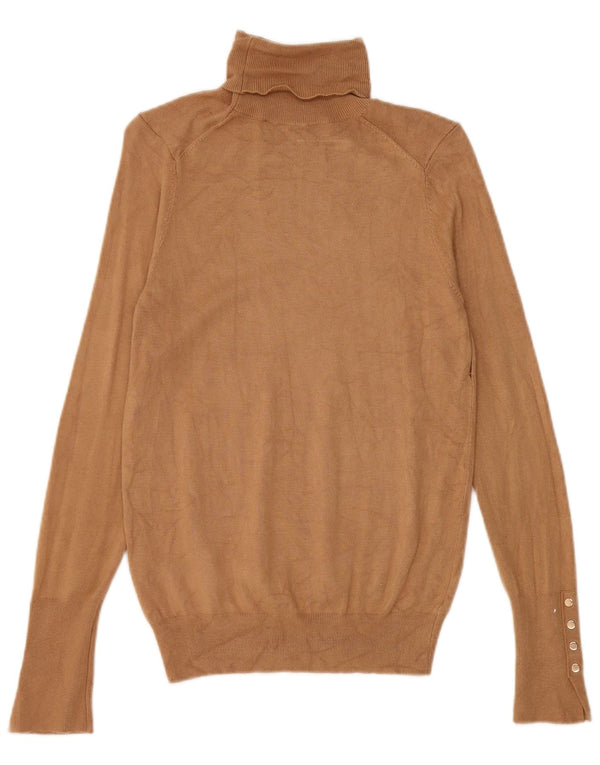 Zara Womens Roll Neck Jumper Sweater UK 10 Small Brown Viscose