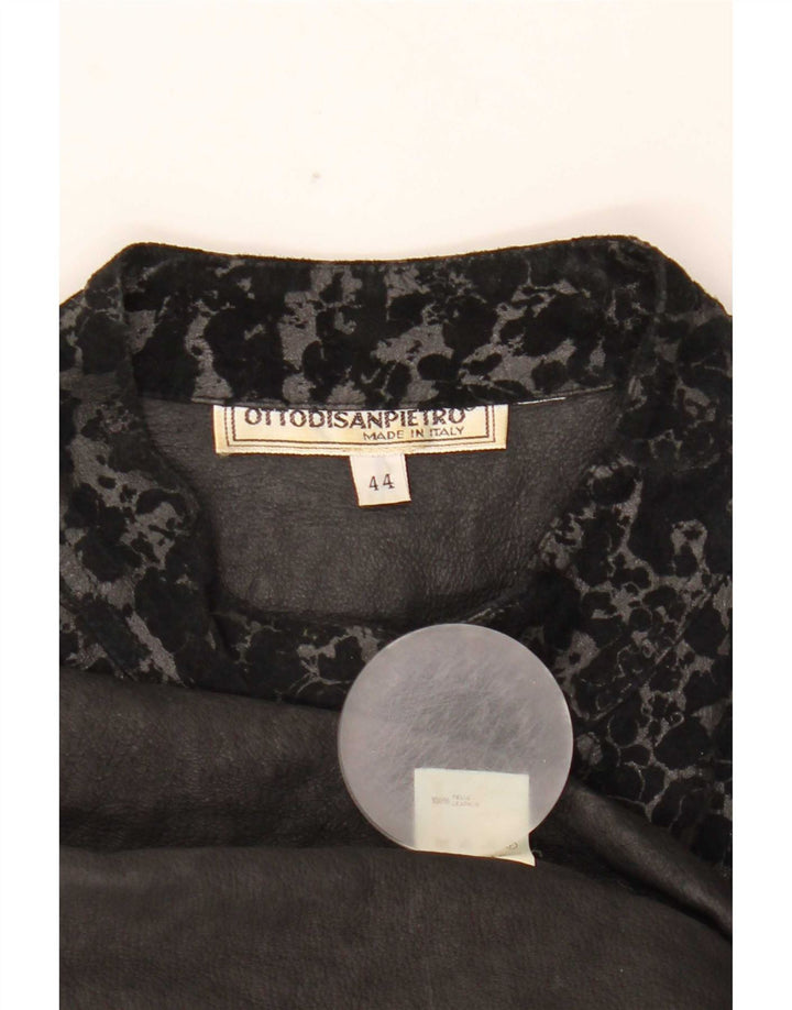 Vintage Womens 3/4 Sleeve Jacket IT 44 Medium Black Animal Print