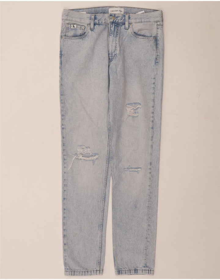 Calvin Klein Mens Distressed Slim Jeans W30 L33 Blue Cotton