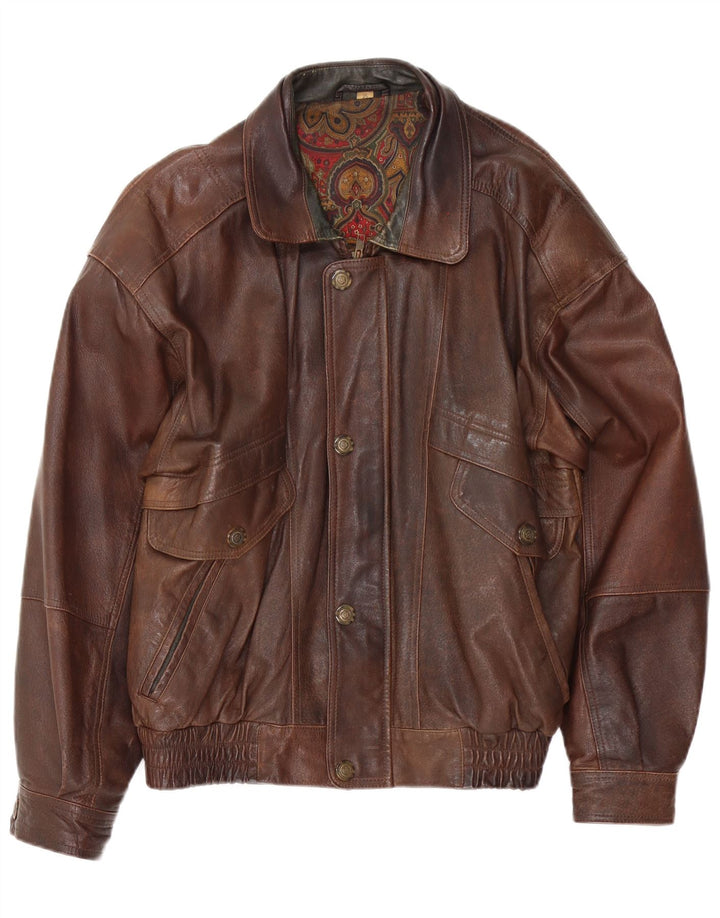 Canda Veste en cuir bomber pour homme UK 42 XL Marron