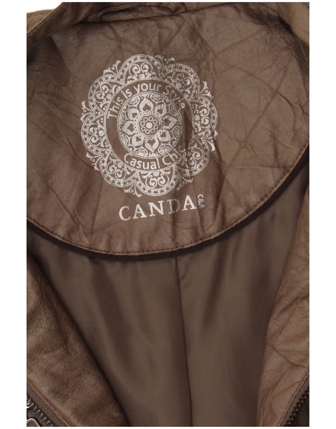 Canda Womens Crop Leather Jacket UK 16 Large Brown