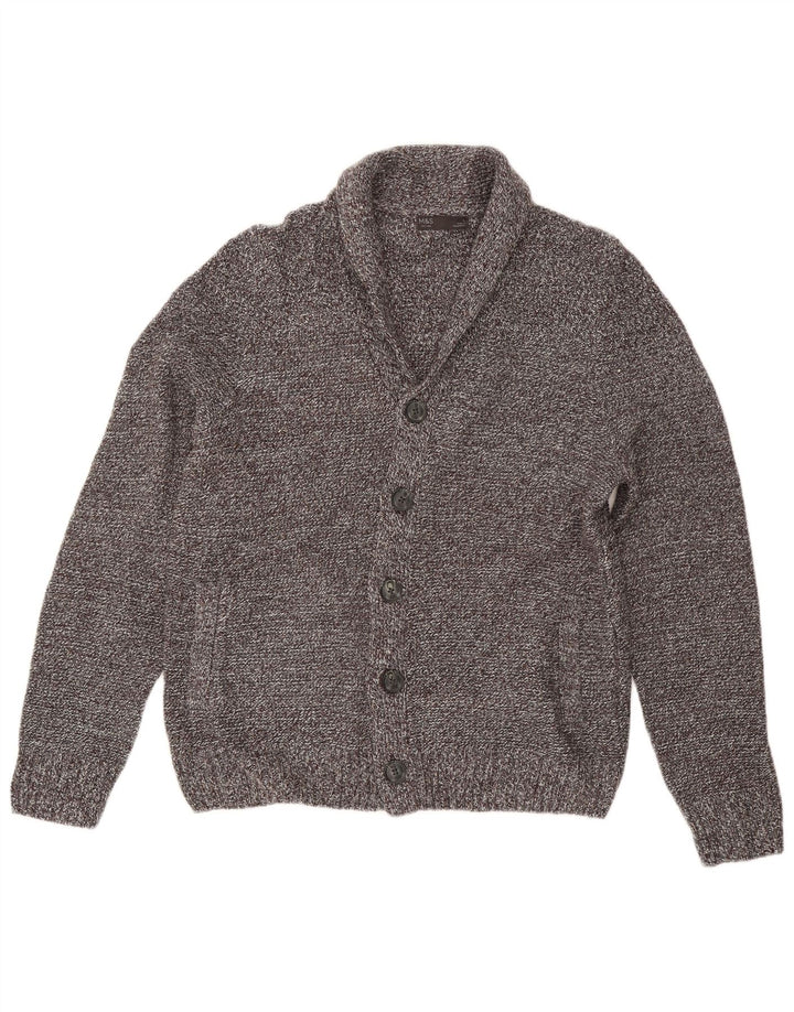 Maglione cardigan da uomo Marks & Spencer grande acrilico chiazzato grigio