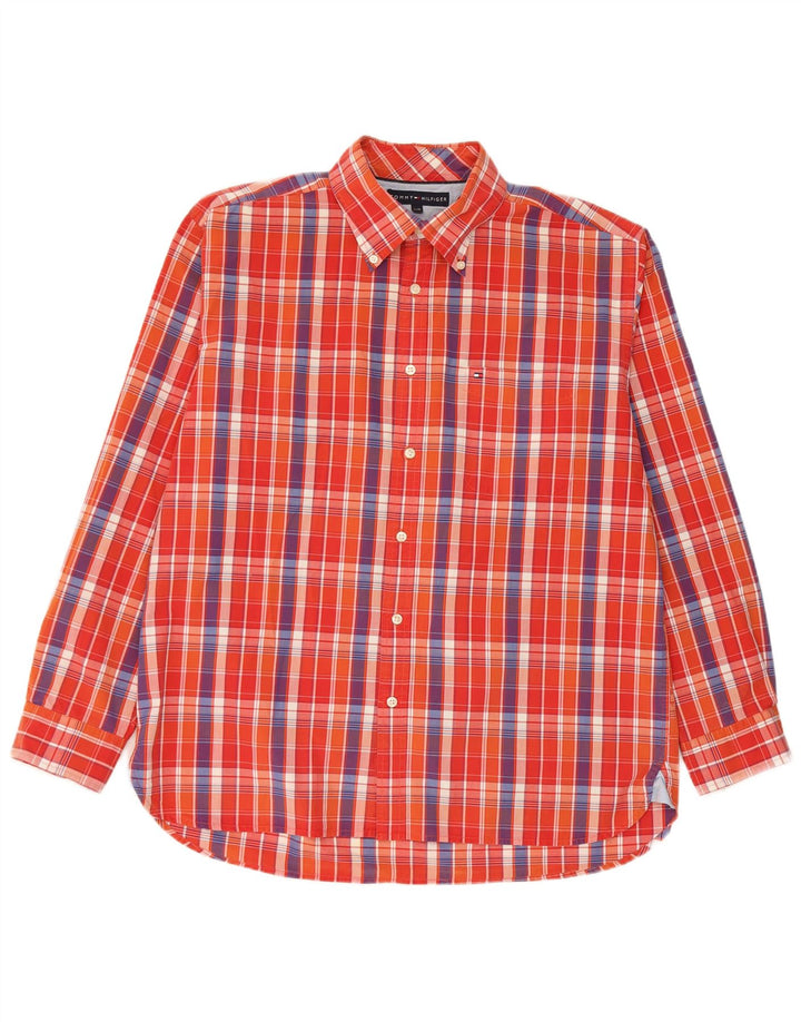Tommy Hilfiger Chemise Homme Grand Carreau Orange Coton