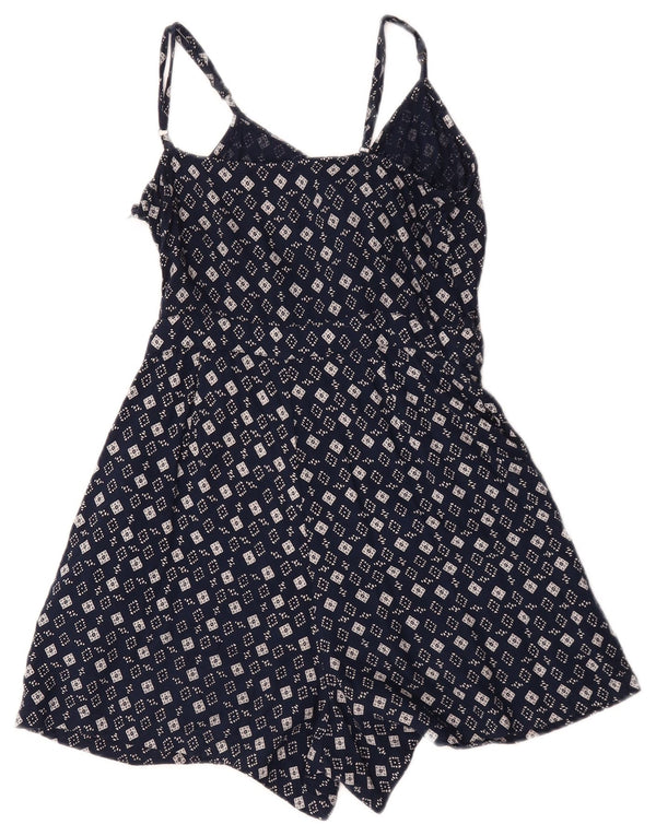 Superdry Womens Sleeveless Playsuit UK 4 XS Navy Blue Geometric Viscose
