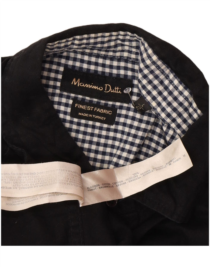 MASSIMO DUTTI Mens Shirt EU 40 Medium Black Colourblock Cotton