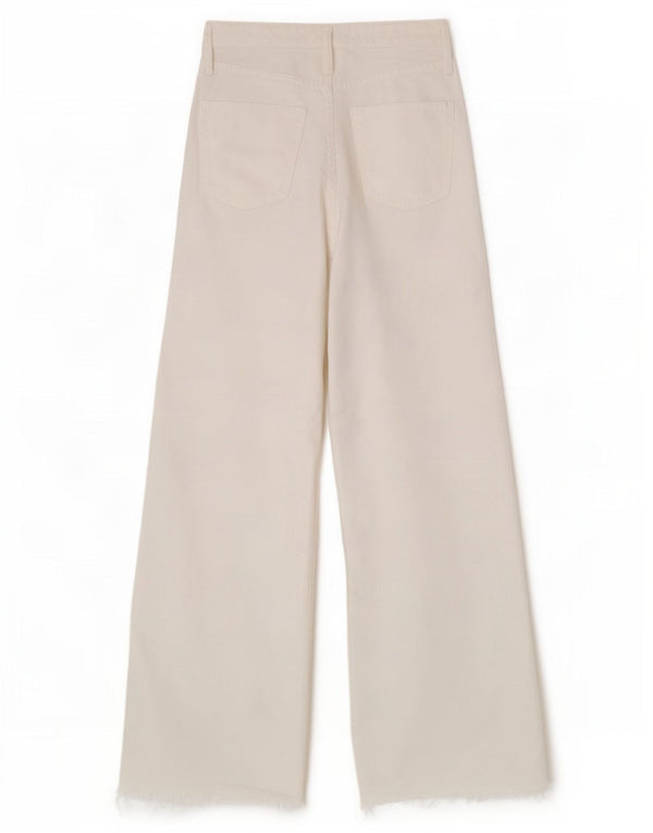 Zara Damen-Jeans mit hoher Taille und weitem Bein, EU 36, XS, B26, L32, weiße Baumwolle