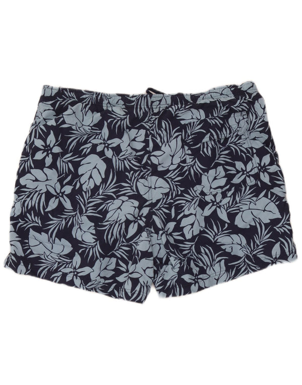 L.L.Bean Mens Swimming Shorts Large Navy Blue Floral Nylon