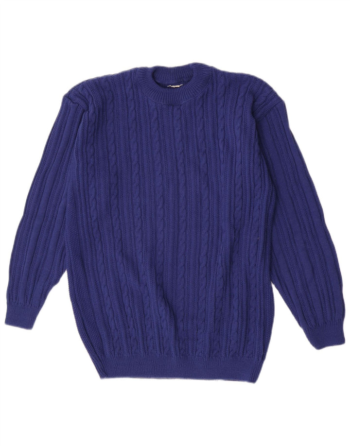 Maglione maglione girocollo vintage da uomo blu medio