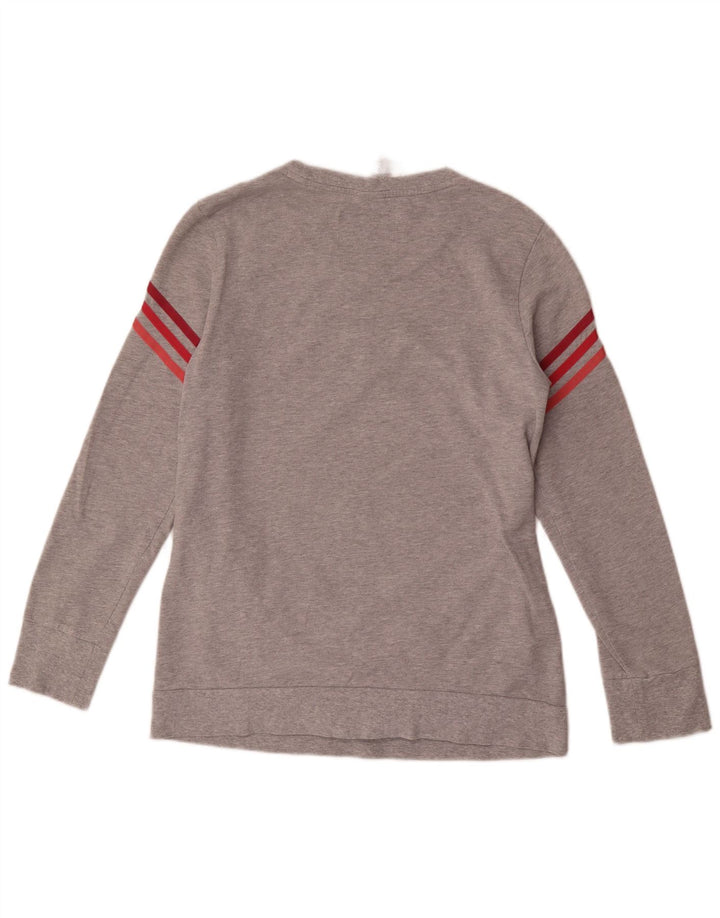 Adidas Womens Sweatshirt Jumper UK 12/14 Medium Grey Flecked Cotton