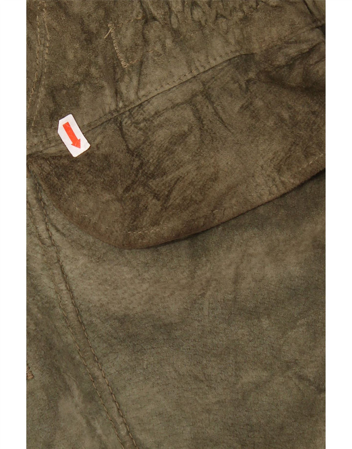 Vintage Womens Suede Duffle Coat UK 42 XL Khaki