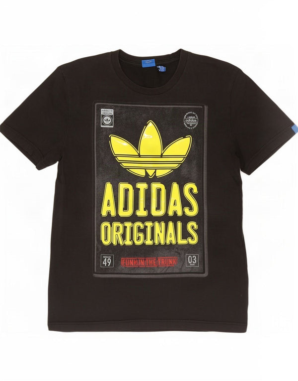 Adidas Mens Graphic T-Shirt Top Medium Black Cotton
