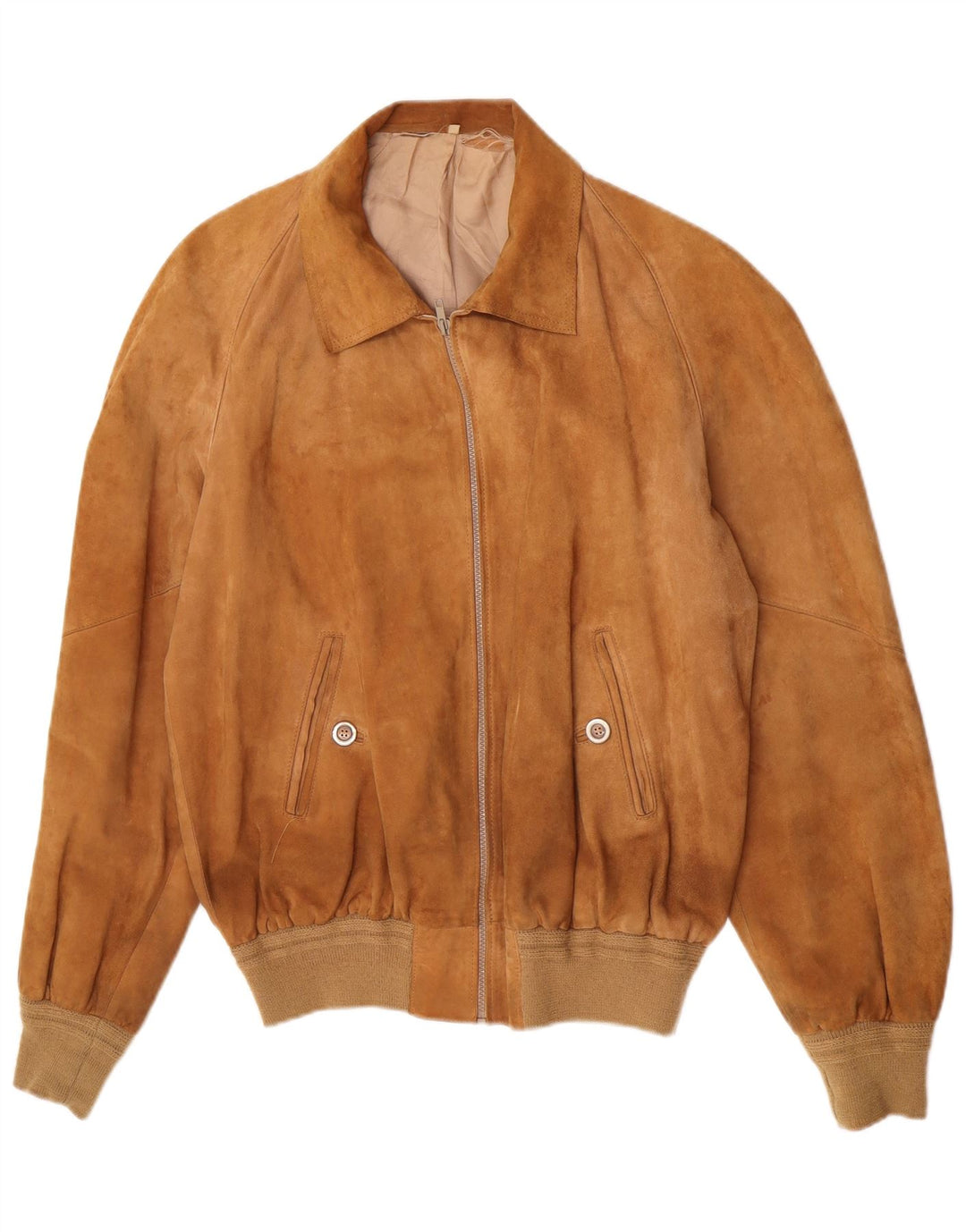 Vintage Mens Suede Bomber Jacket UK 38 Medium Brown