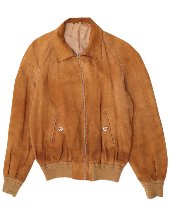 Vintage Mens Suede Bomber Jacket UK 38 Medium Brown
