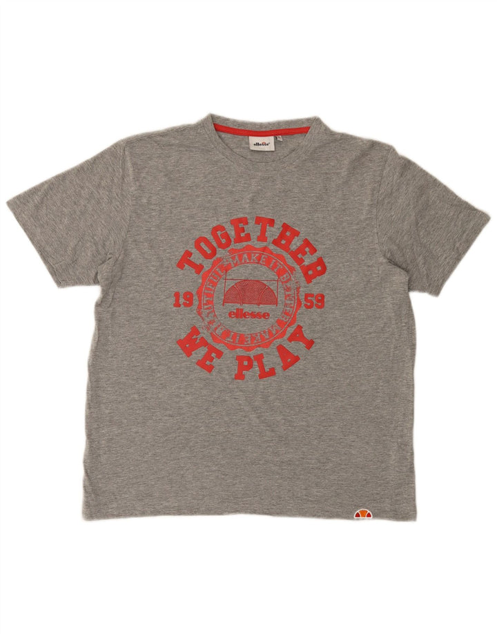 Ellesse Mens Graphic T-Shirt Top Medium Grey Cotton