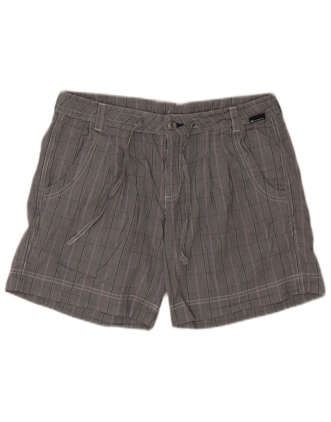 Champion Womens Casual Shorts Medium W30 Grey Check Cotton