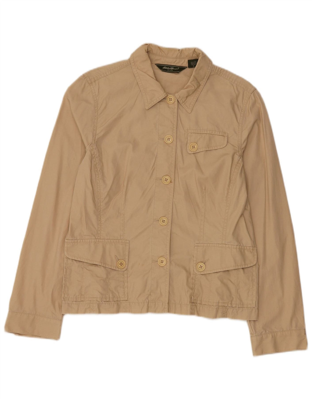 Eddie Bauer Womens Utility Jacket US 12 Large Beige Cotton