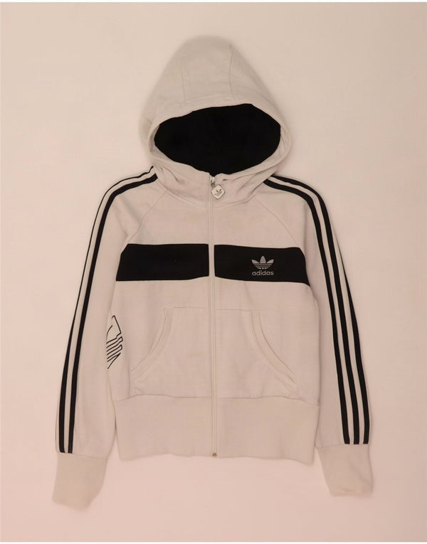 Adidas Pull à capuche zippé graphique pour femme IT 44 Blanc moyen Colourblock