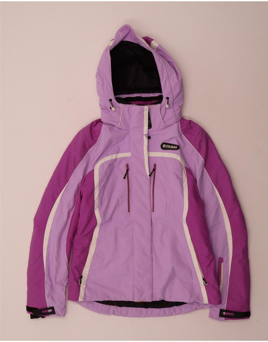 Colmar Womens Hooded Ski Jacket EU 44 Medium Purple Colourblock