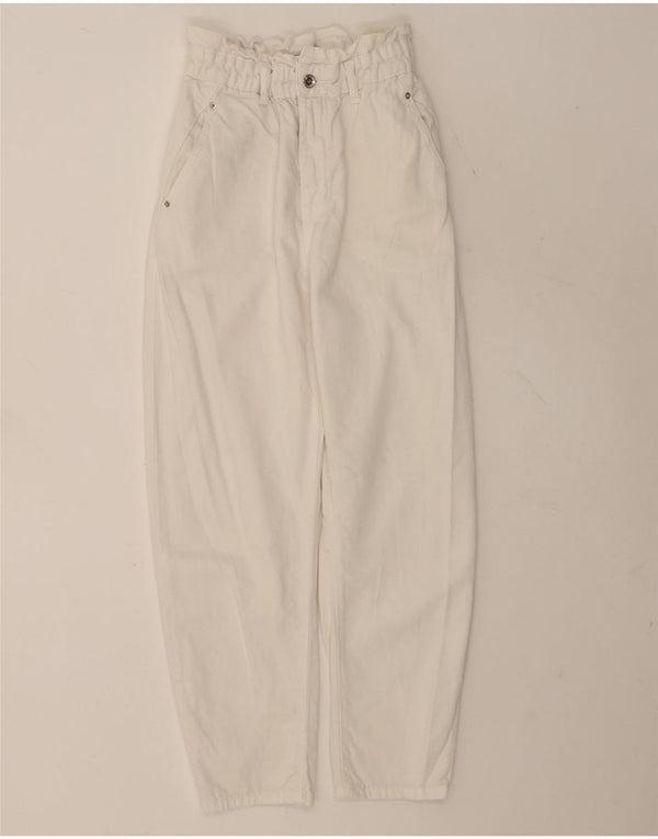 Zara Womens High Waist Tapered Cropped Trousers EU 36 XS W26 L25 White