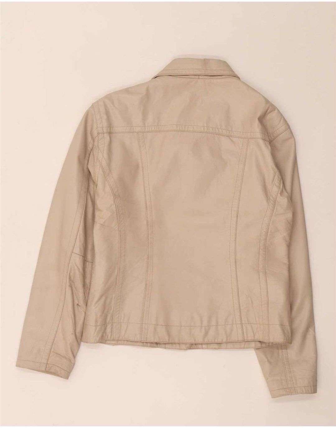 Giacca in pelle vintage da donna UK 14 beige medio